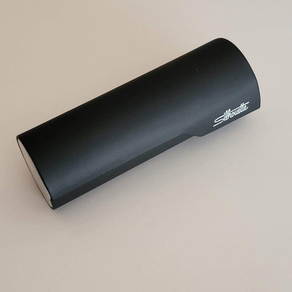 Black Silhouette cylinder round eyeglasses case. Case only